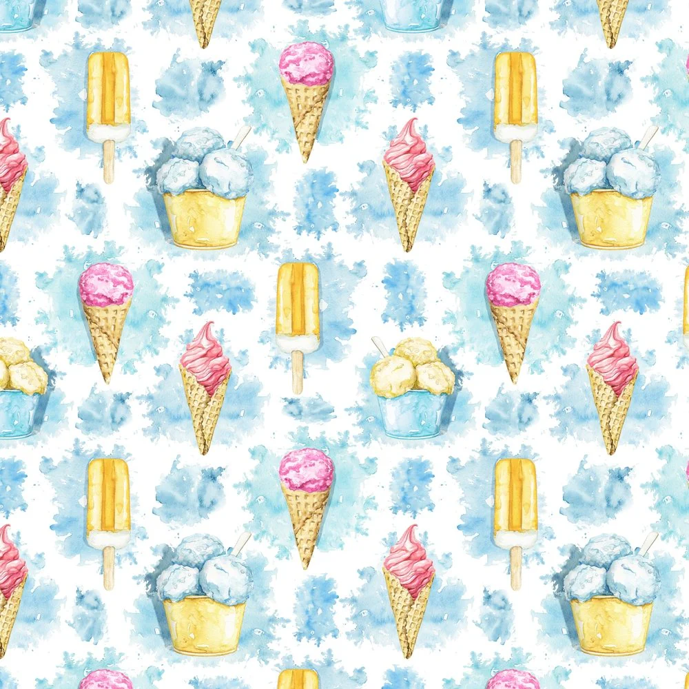 Loads Of Ice Cream Fabric - Blue