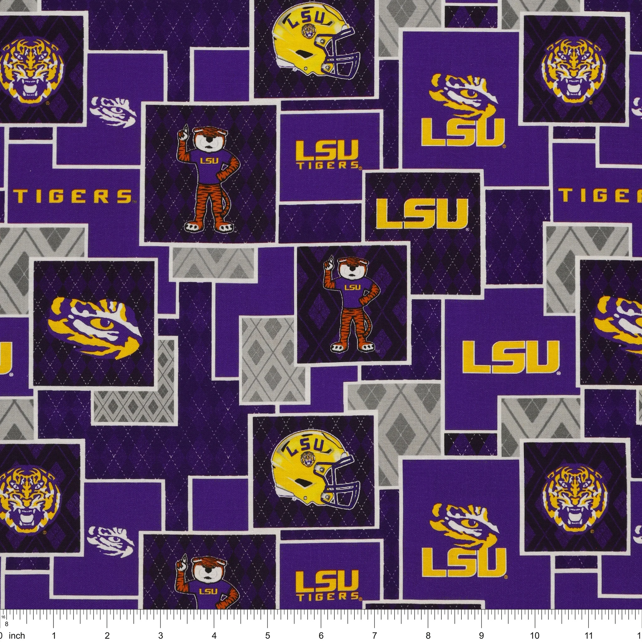 Louisiana State University Argyle Boxes Fabric - Image 3