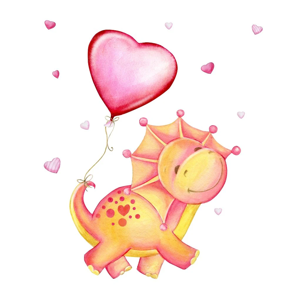 Lovable Cartoon Triceratops Fabric Panel