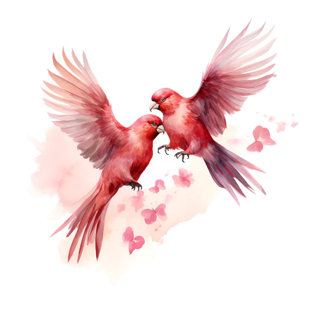 Love Birds Portrait #2 Fabric Panel