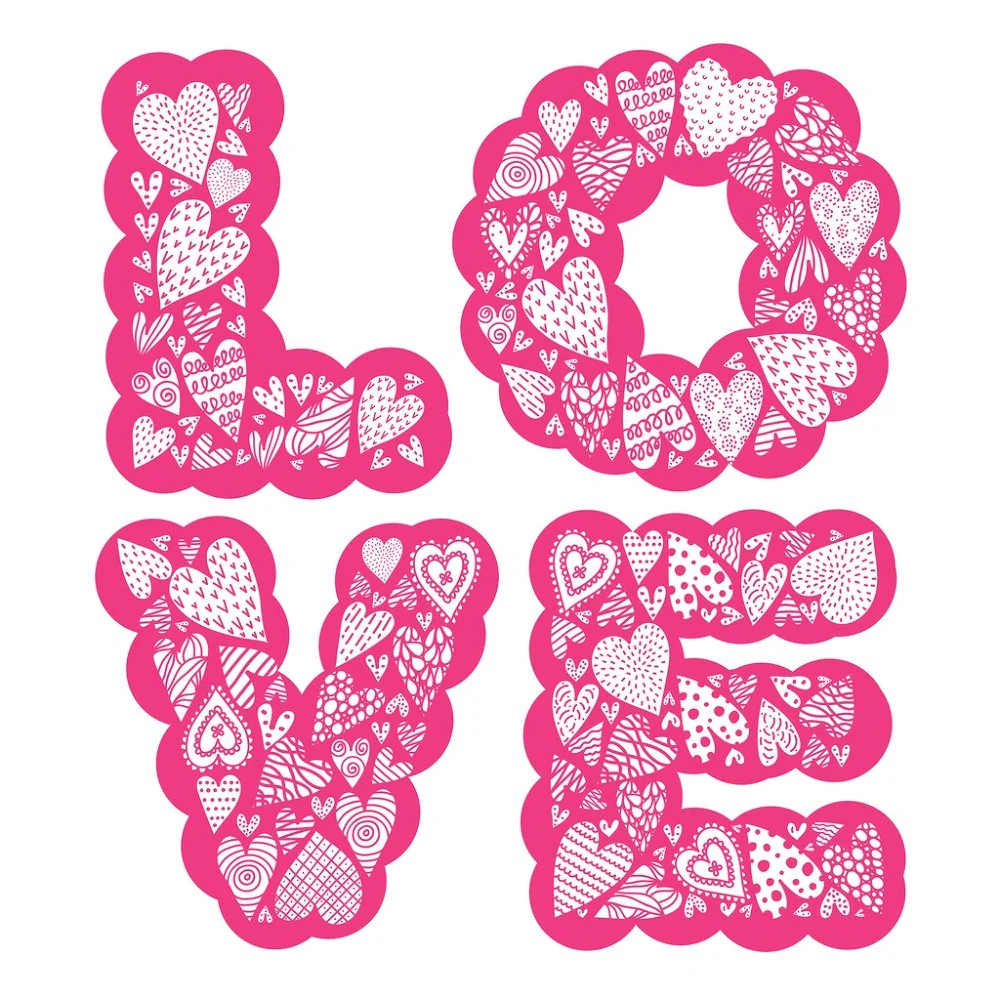 Love Bubble Letters Fabric Panel