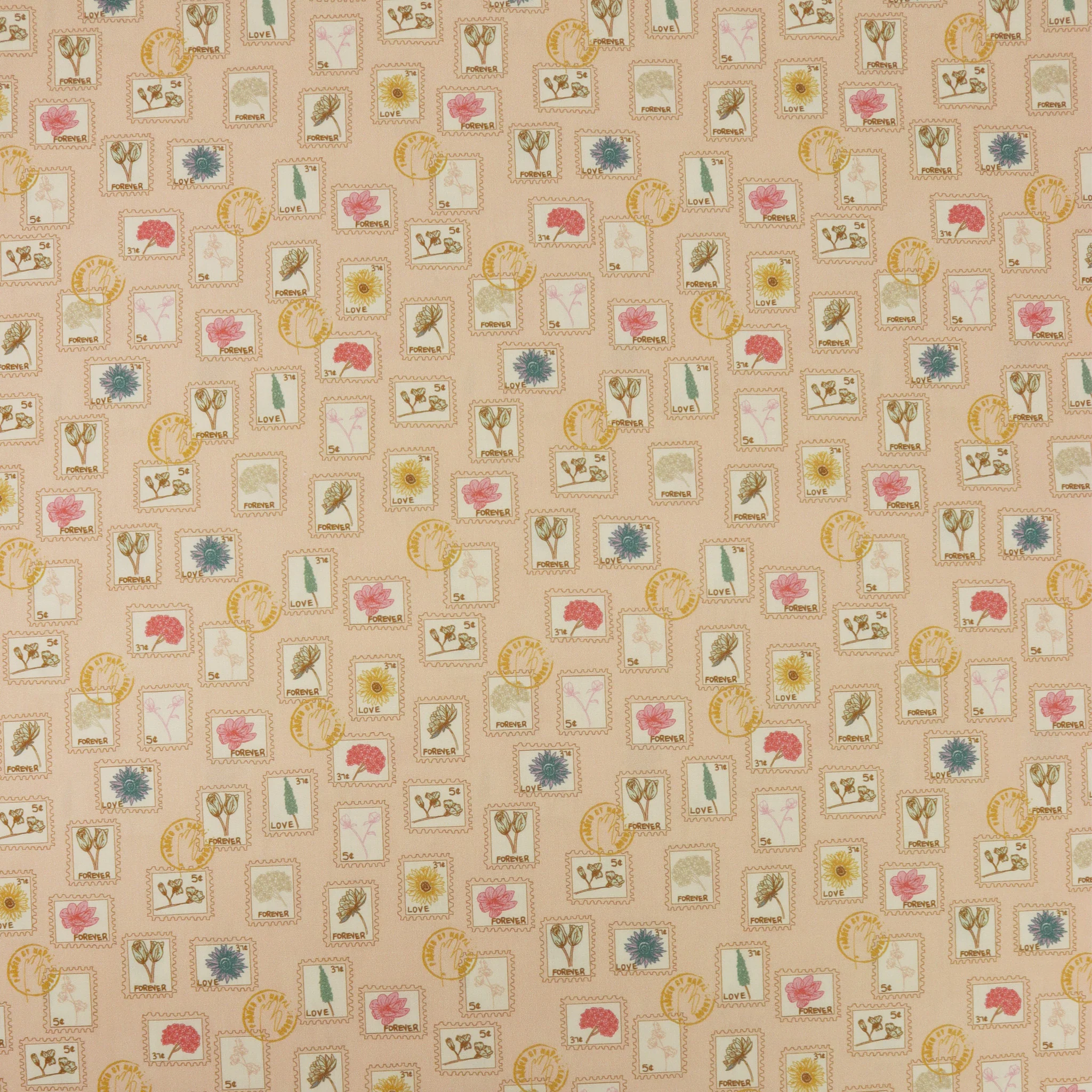 Love Letters Fabric Collection - Foral Postage Rose