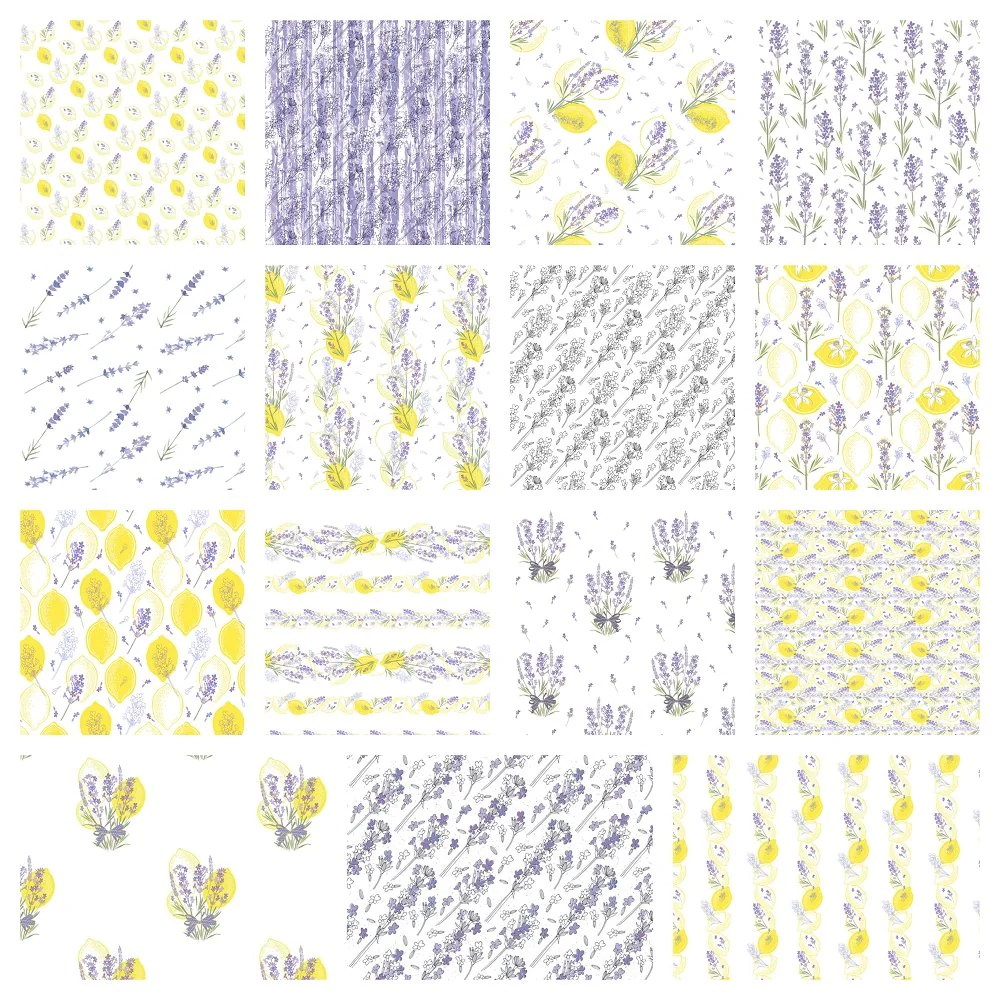 Lovely Lavender & Lemons Fabric Collection - 1/2 Yard Bundle