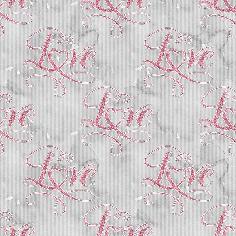 Loving Hearts Love Fabric - Gray