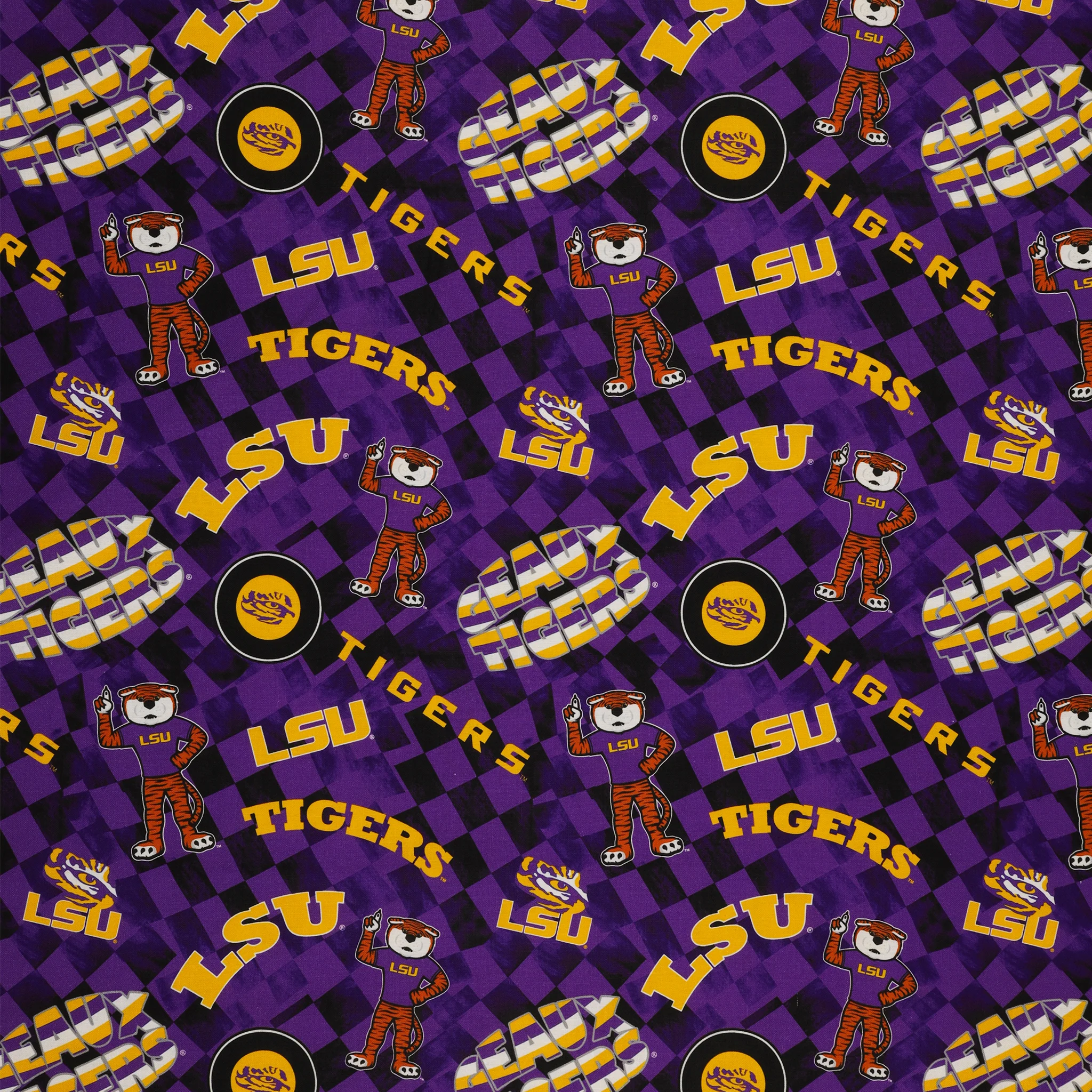 LSU Tigers Allover Checker Fabric