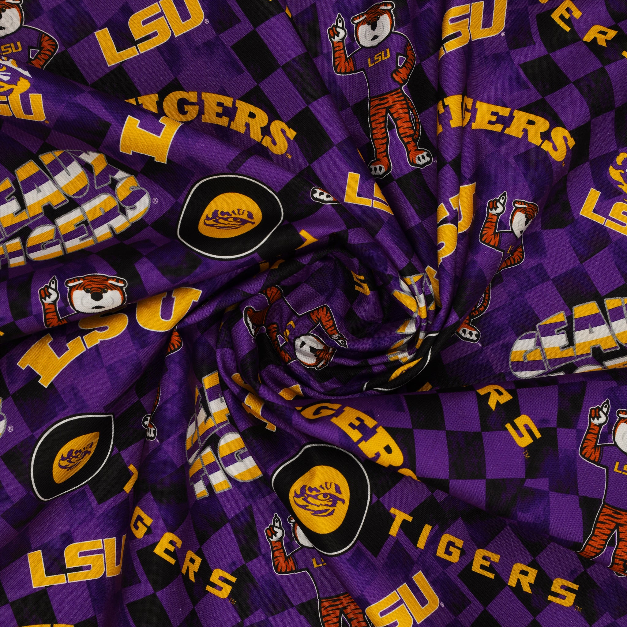 LSU Tigers Allover Checker Fabric - Image 2