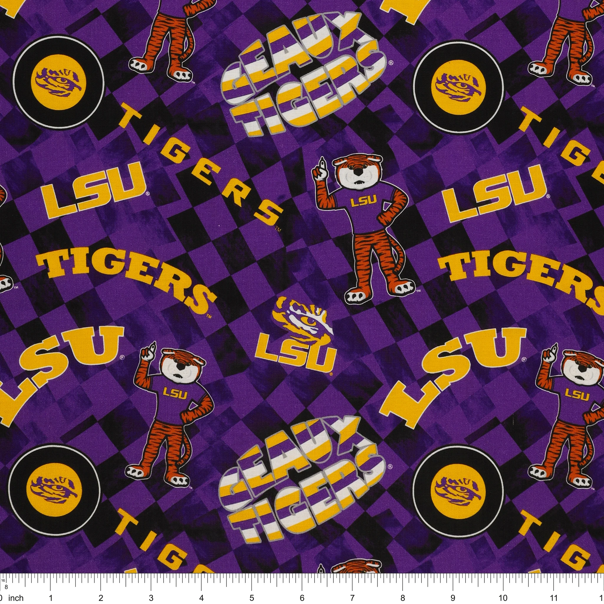 LSU Tigers Allover Checker Fabric - Image 3