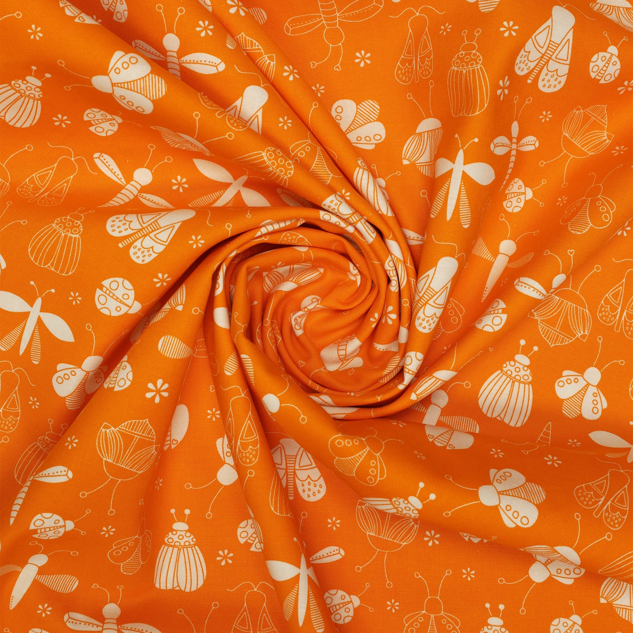 Lucky Bugs Fabric Collection - Bucket of Bugs Tangerine - Image 2