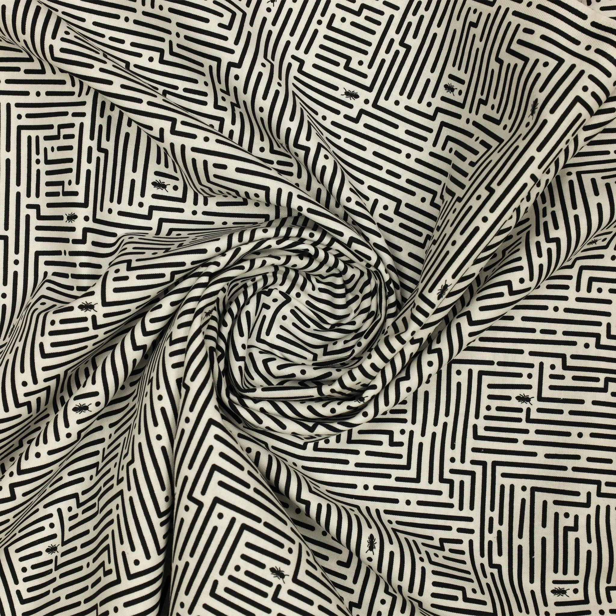 Lucky Bugs Fabric Collection - Mazing Black/White - Image 2