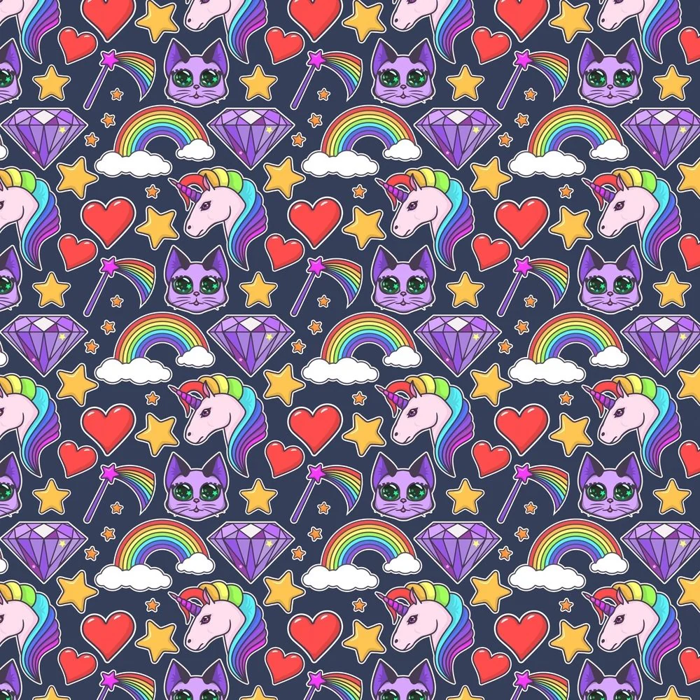 Magical Cartoon Fabric - Navy