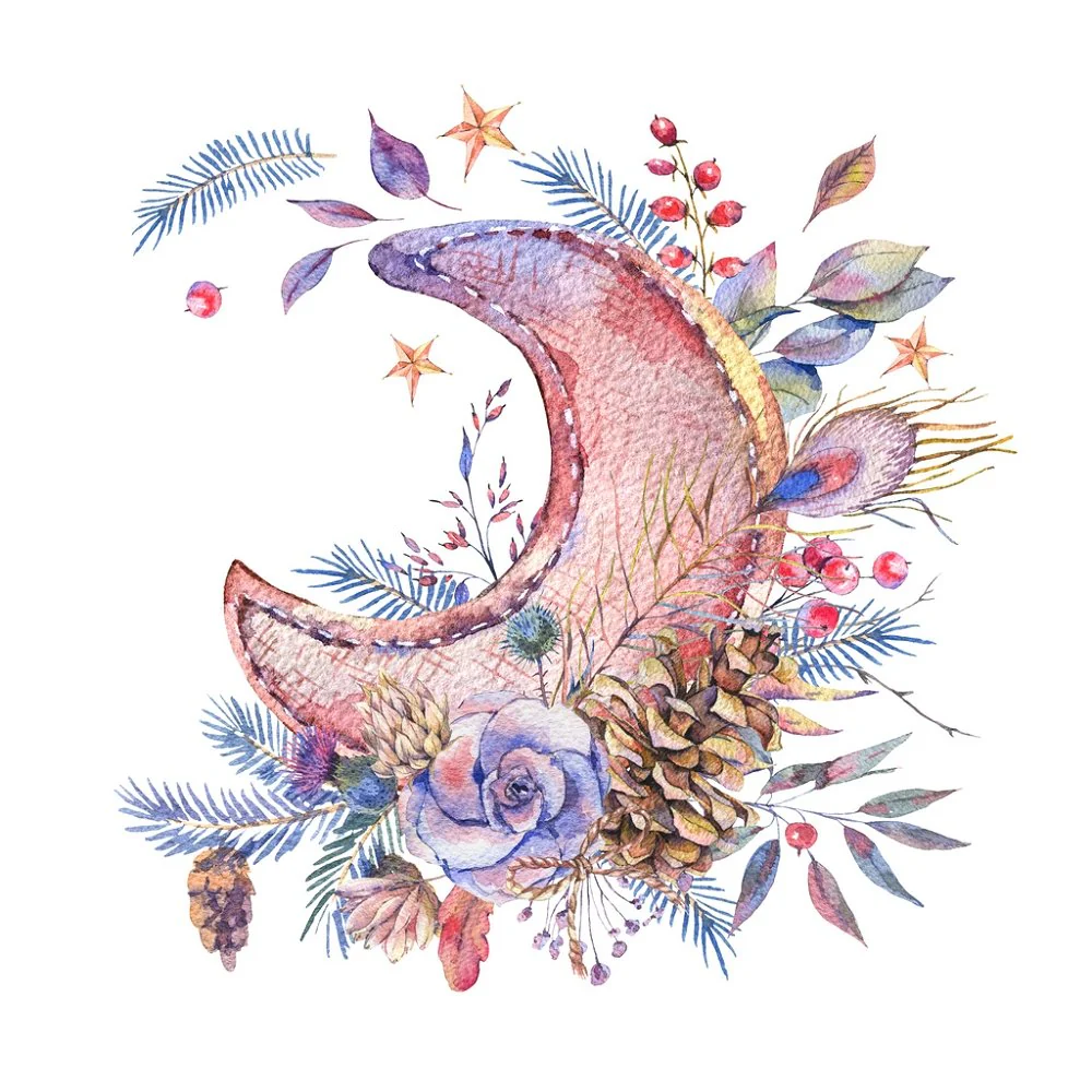 Magical Moon & Roses Fabric Panel
