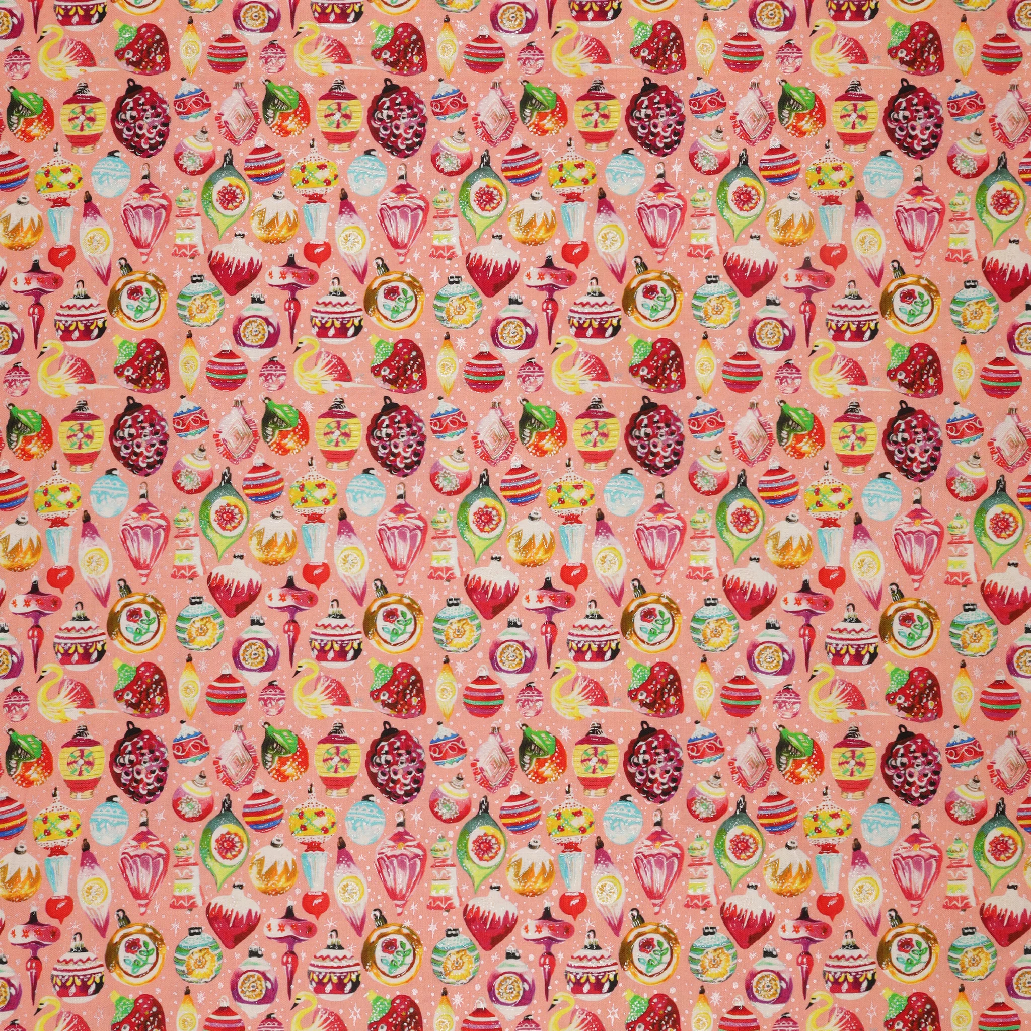 Magical Season Fabric Collection - Vintage Ornaments Peach Jam/Multi