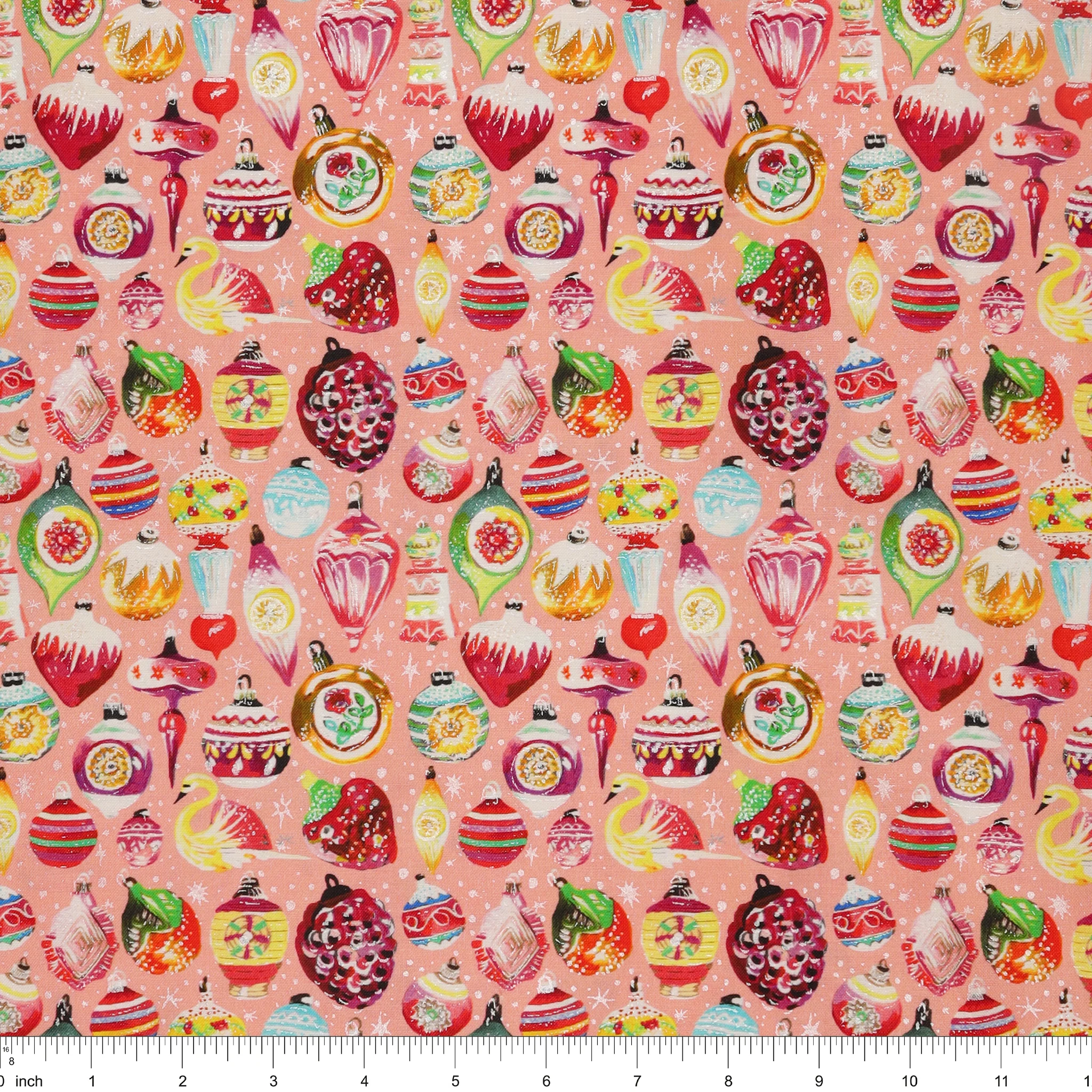 Magical Season Fabric Collection - Vintage Ornaments Peach Jam/Multi - Image 3