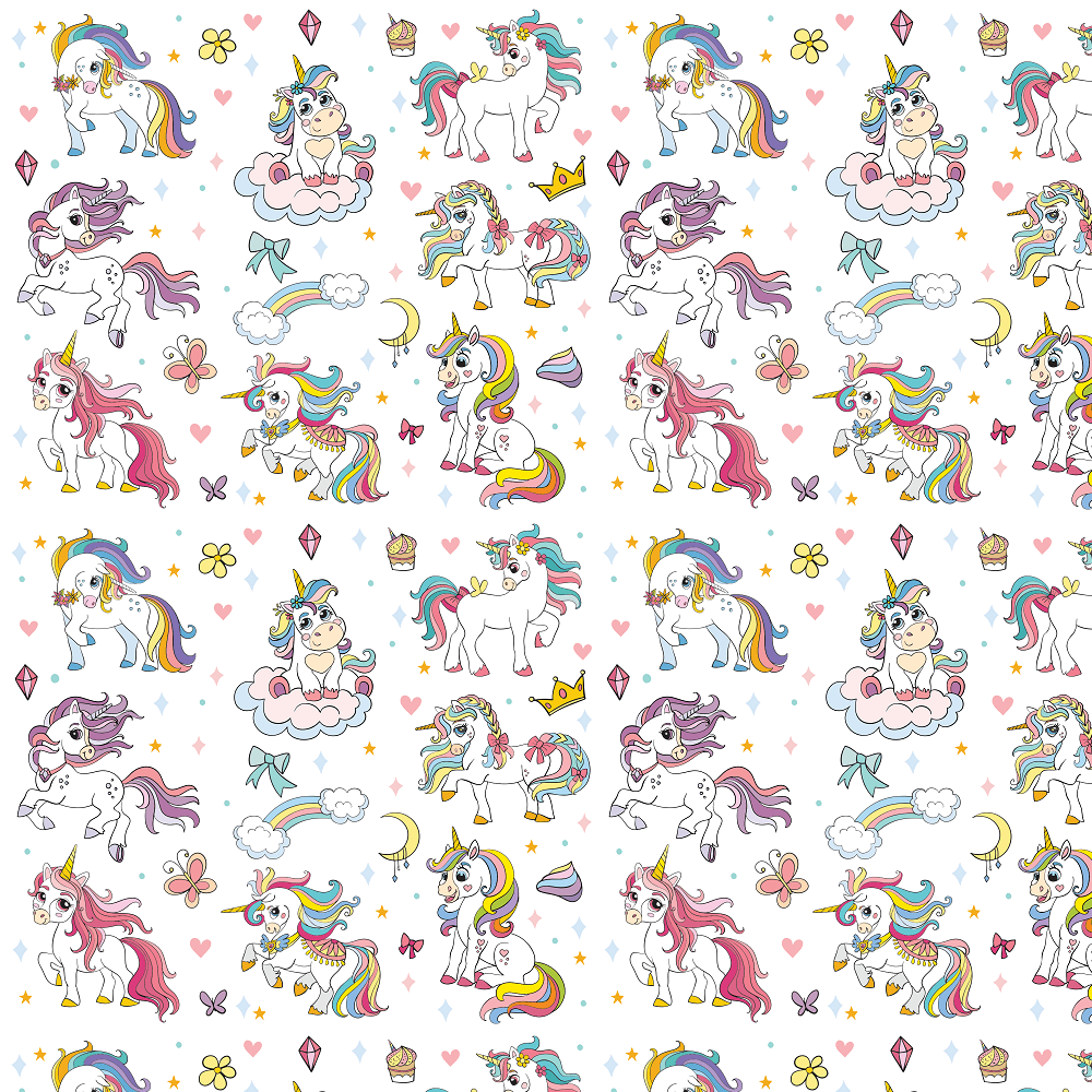 Magical Unicorn Fabric - White