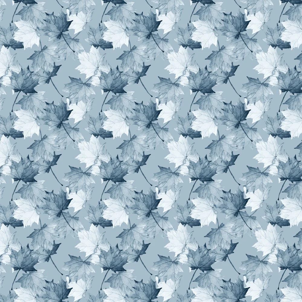 Maple Leaves Fabric - Blue