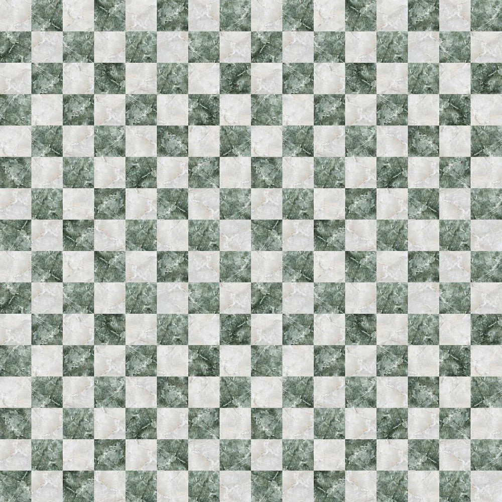 Marble Checkered Tiles - Green & White