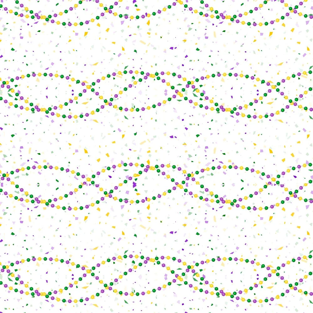 Mardi Gras Beads & Confetti Fabric