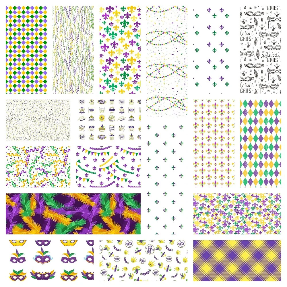 Mardi Gras Fabric Collection - 1/2 Yard Bundle