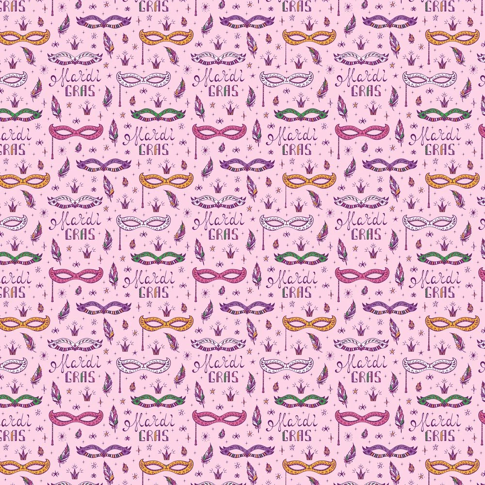 Mardi Gras Parade Fabric - Pink
