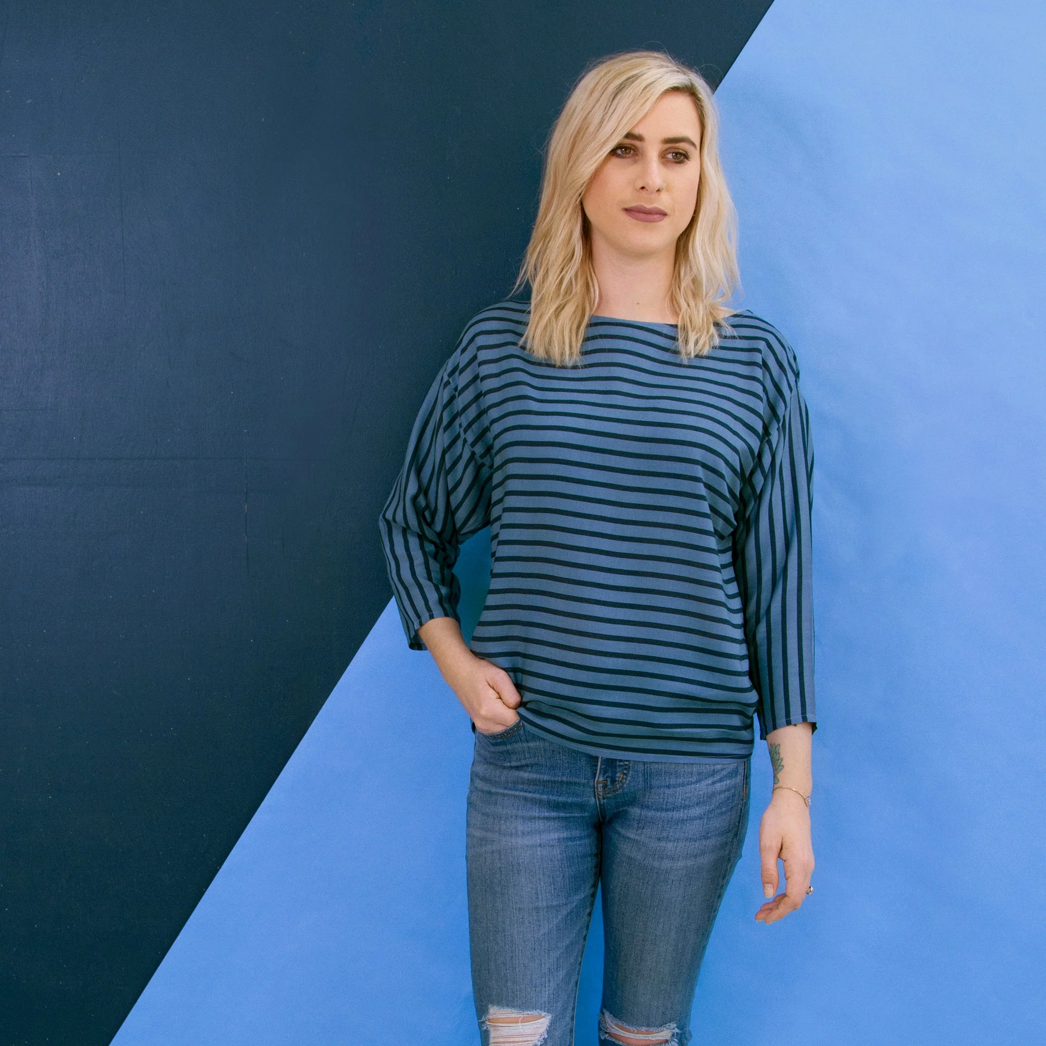 Mariner Stripes Fabric in Rayon - Image 3