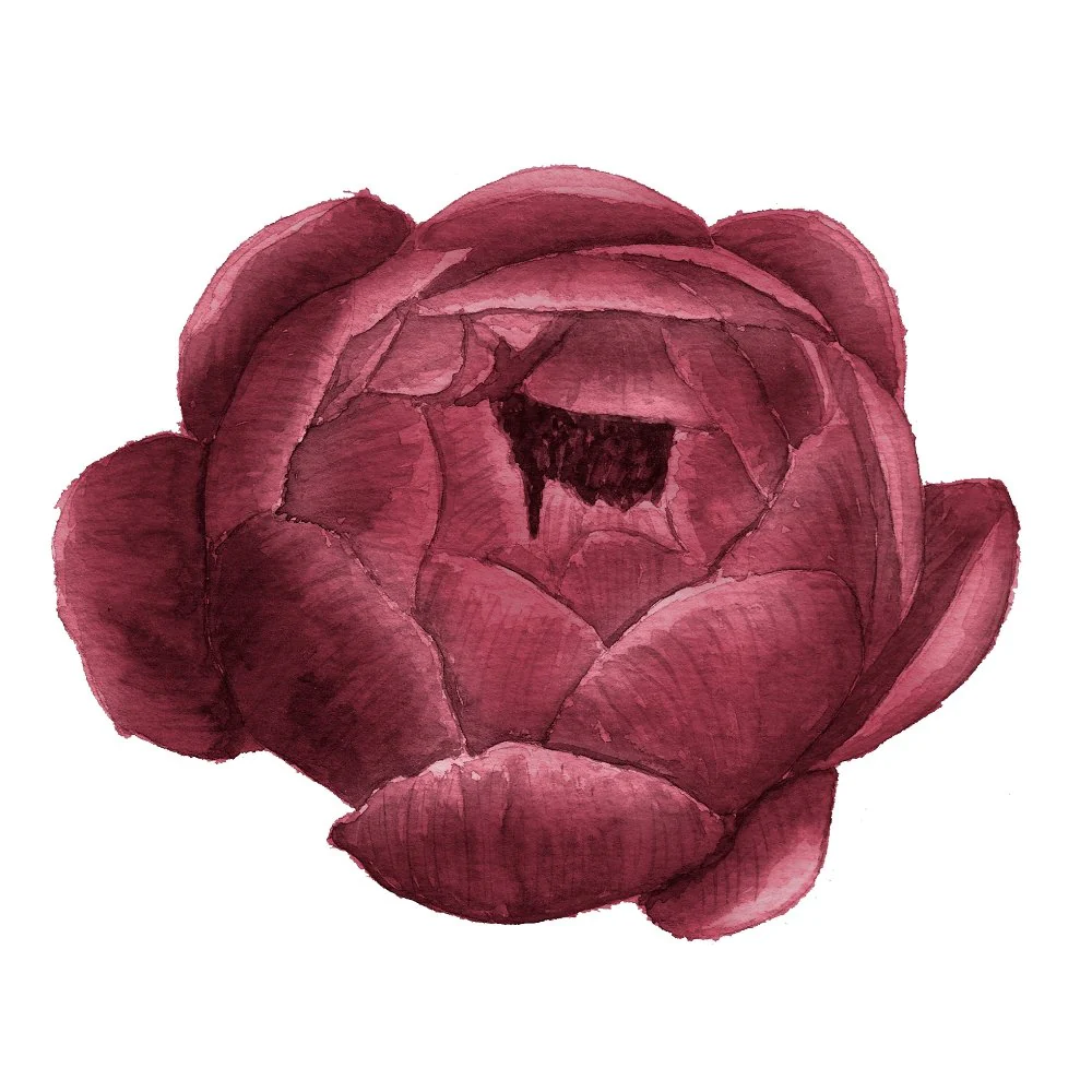 Marsala Blooming Peony Fabric Panel
