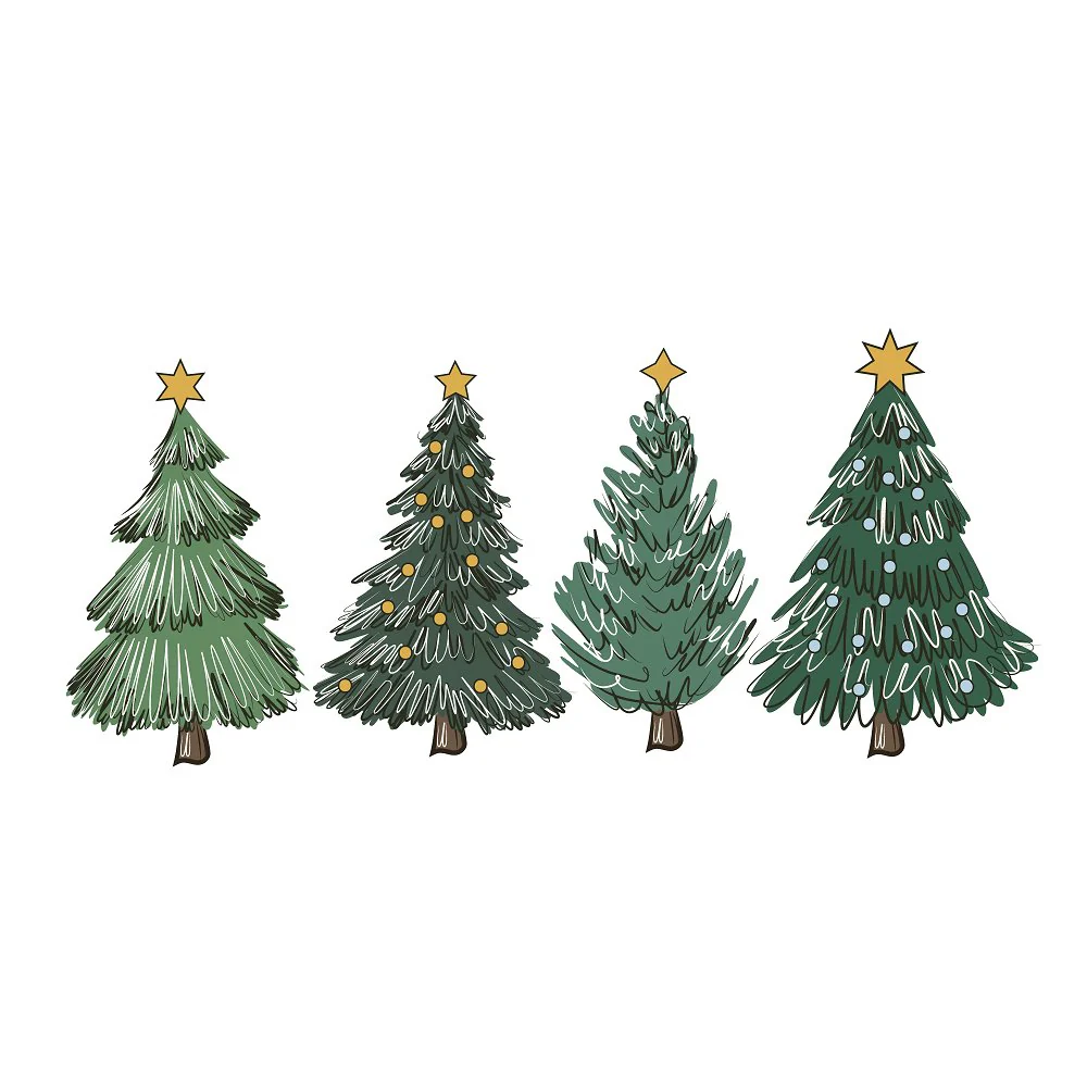 Merry & Bright Christmas Tree #2 Fabric Panel - Green