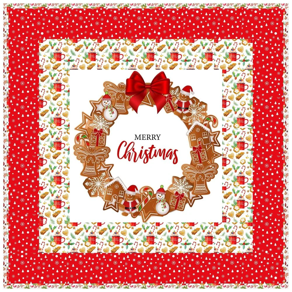 Merry Christmas Gingerbread Cookie Wreath Wall Hanging 42" x 42"