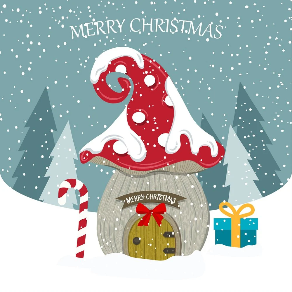Merry Christmas Gnome Home Fabric Panel - Blue