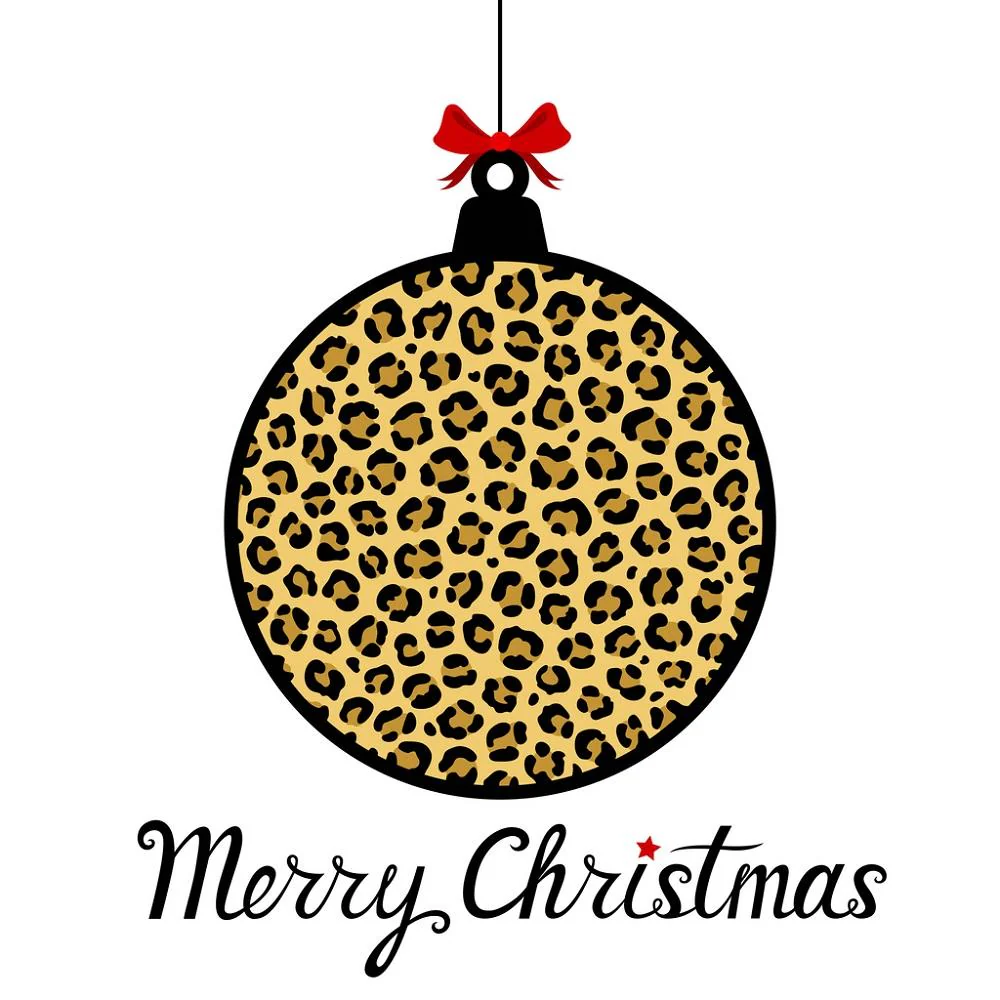 Merry Christmas Leopard Ornament Fabric Panel