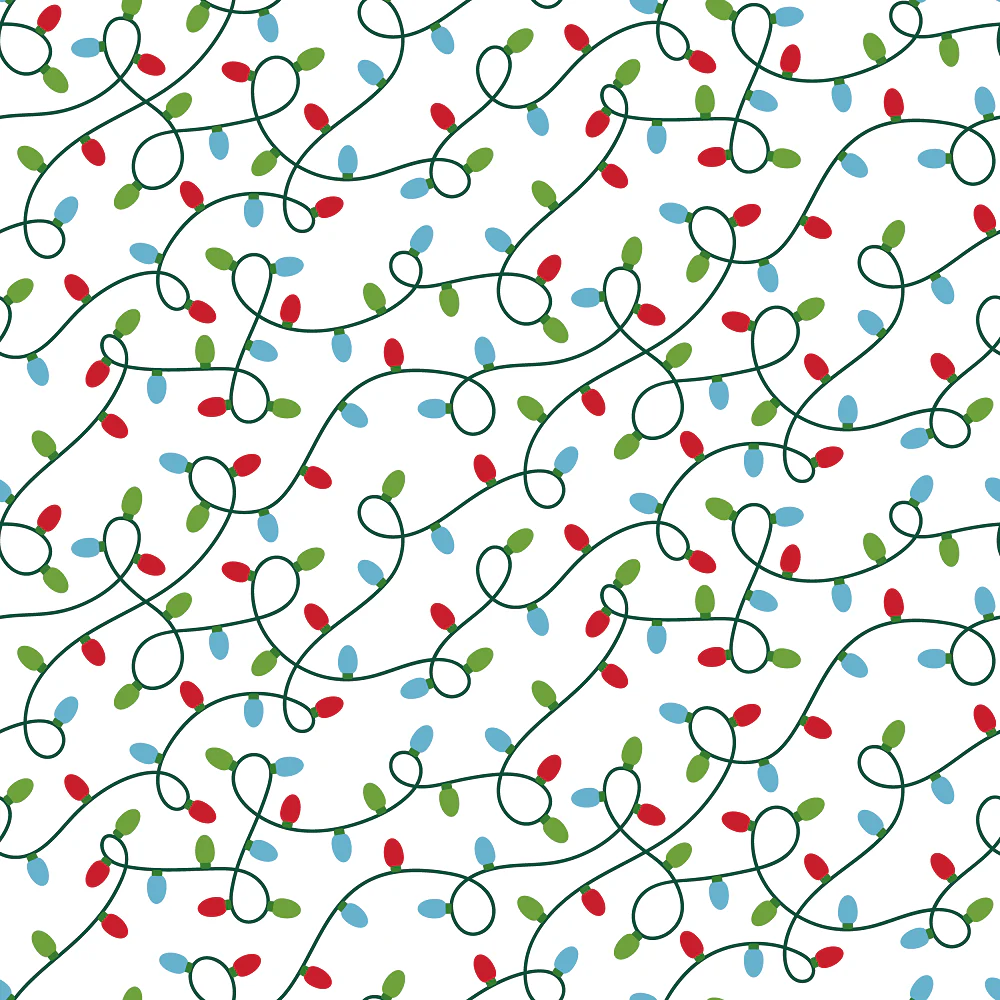 Merry Christmas Lights Fabric - White