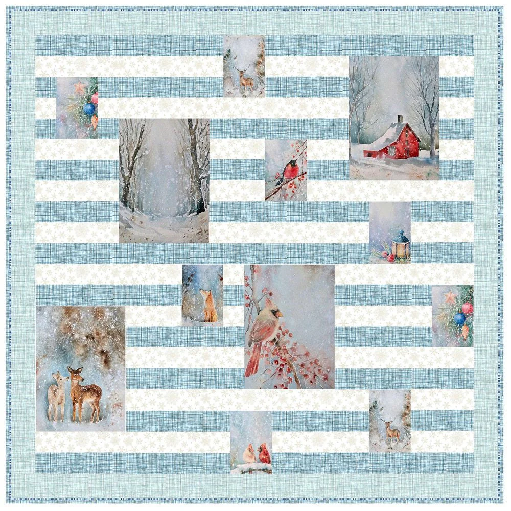 Merry Christmas Snowstorm Collection Quilt Kit 71 1/2" x 71 1/2"