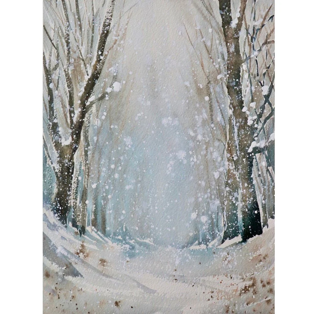 Merry Christmas Snowstorm Path Fabric Panel