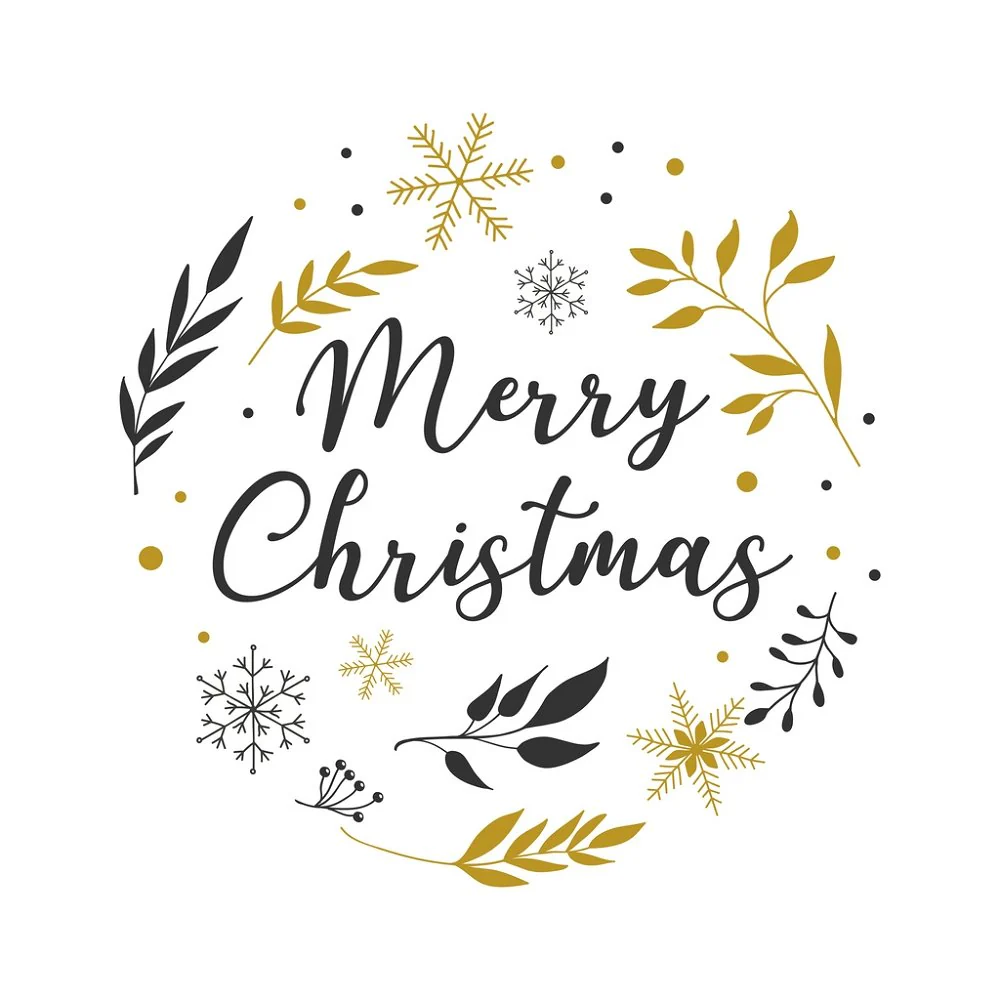 Merry Christmas Wreath Fabric Panel - White