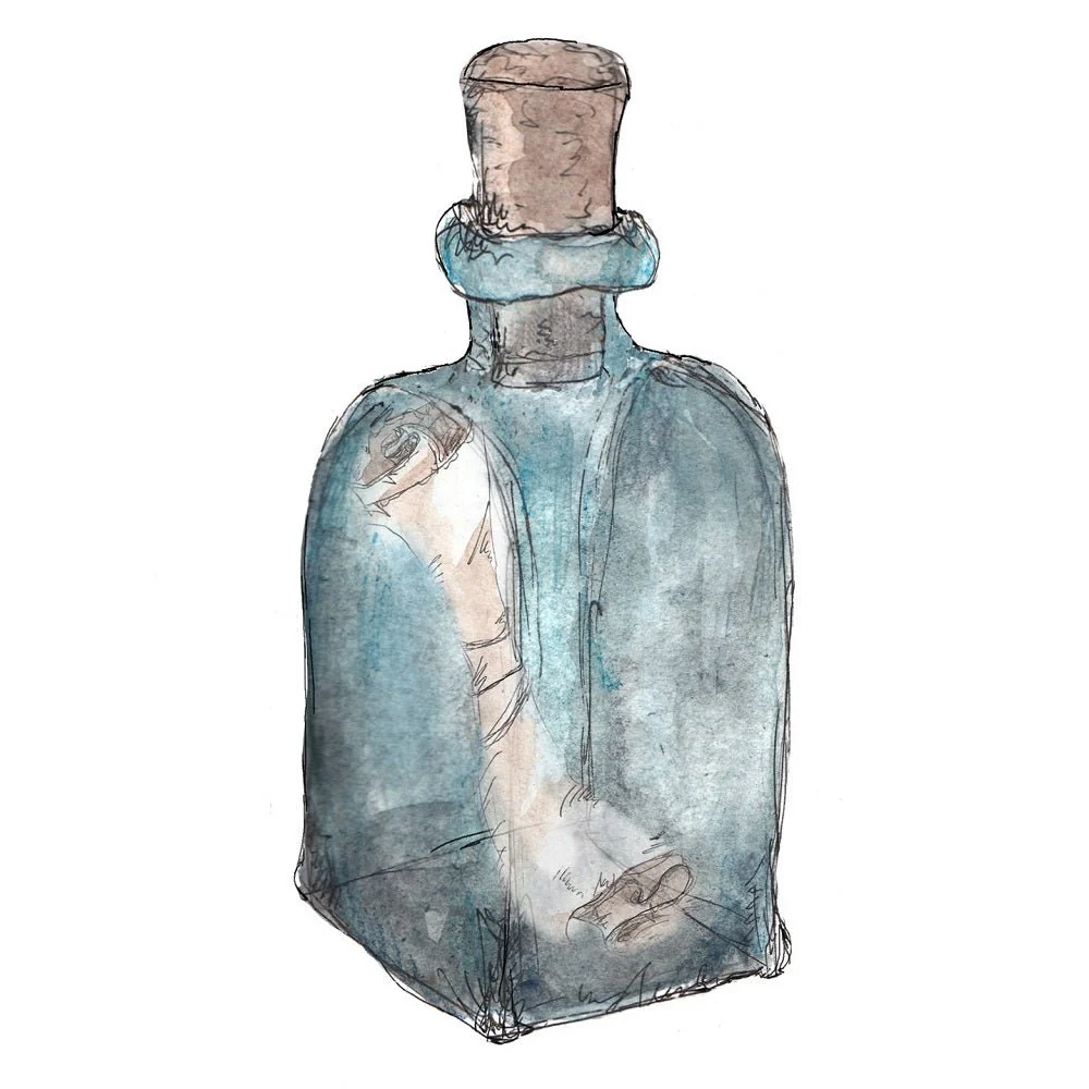 Message In A Bottle Fabric Panel - Blue