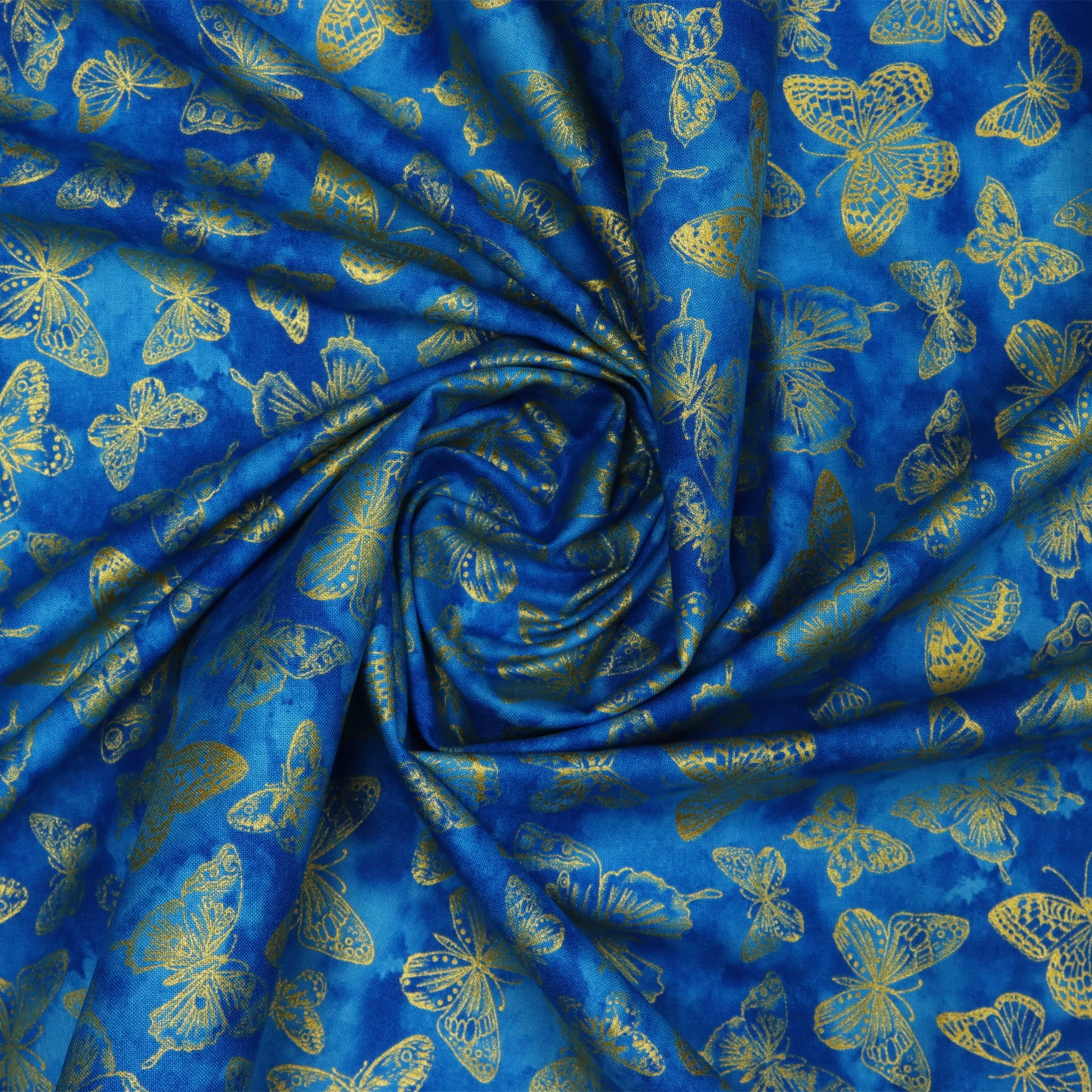 Metallic Impressions Fabric Collection - Butterfly Impressions Cobalt - Image 2