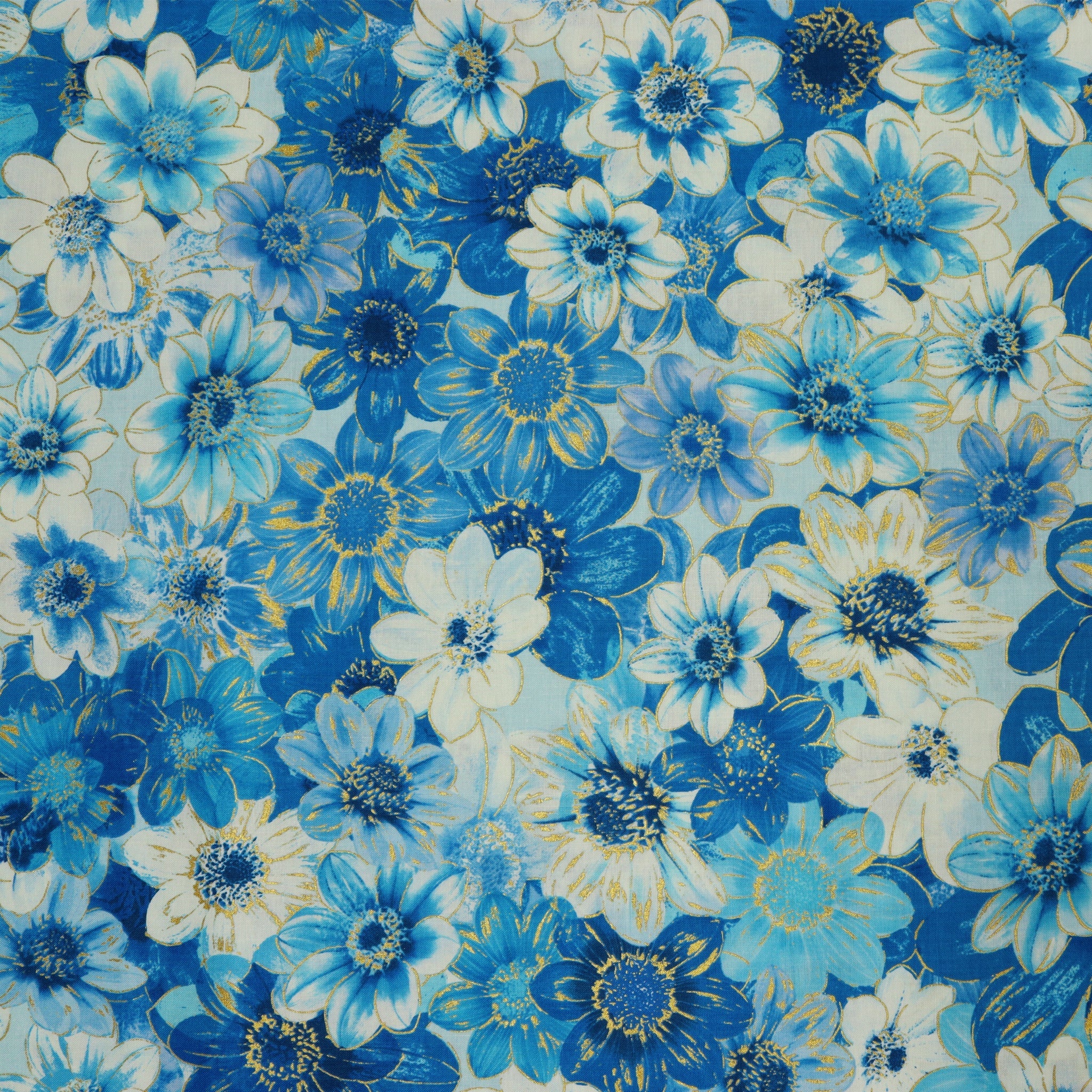 Metallic Impressions Fabric Collection - Garden Impressions Light Blue