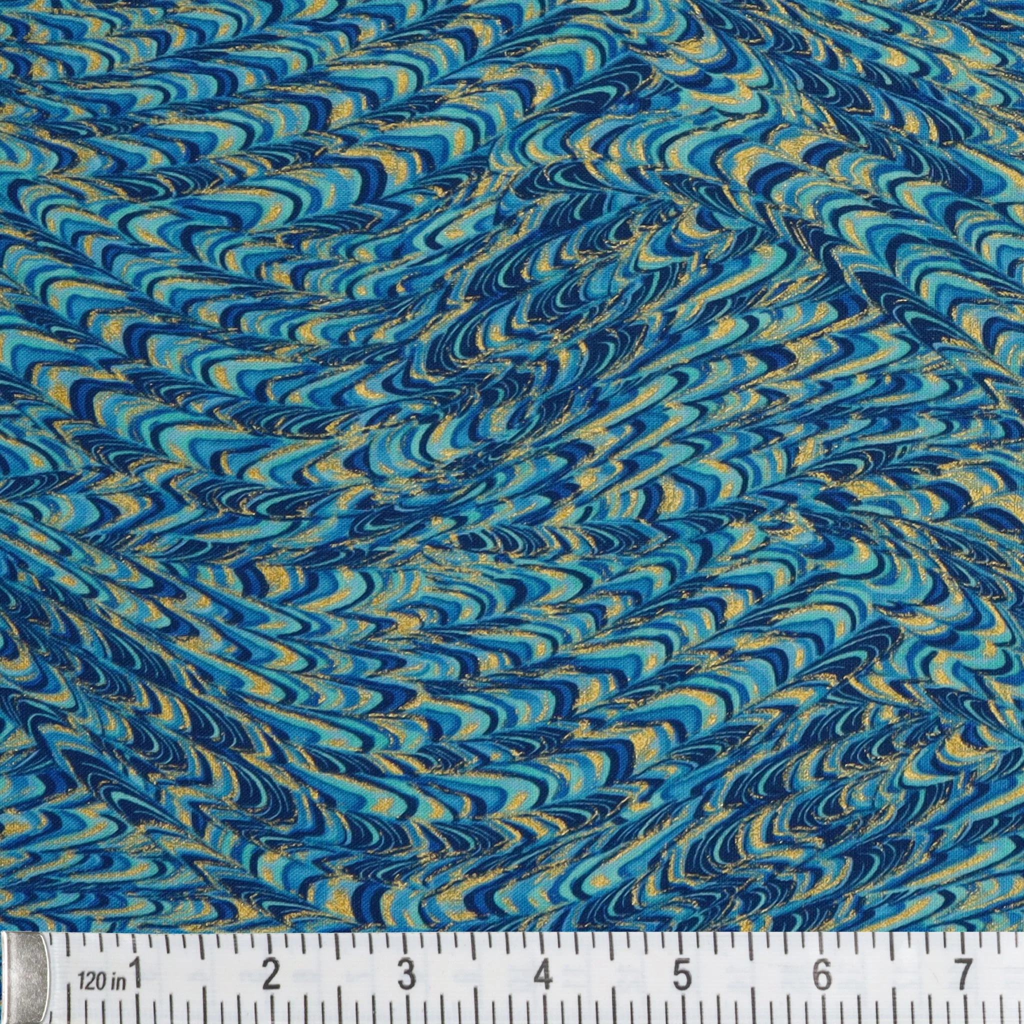 Metallic Impressions Fabric Collection - Marble Impressions Peacock - Image 3