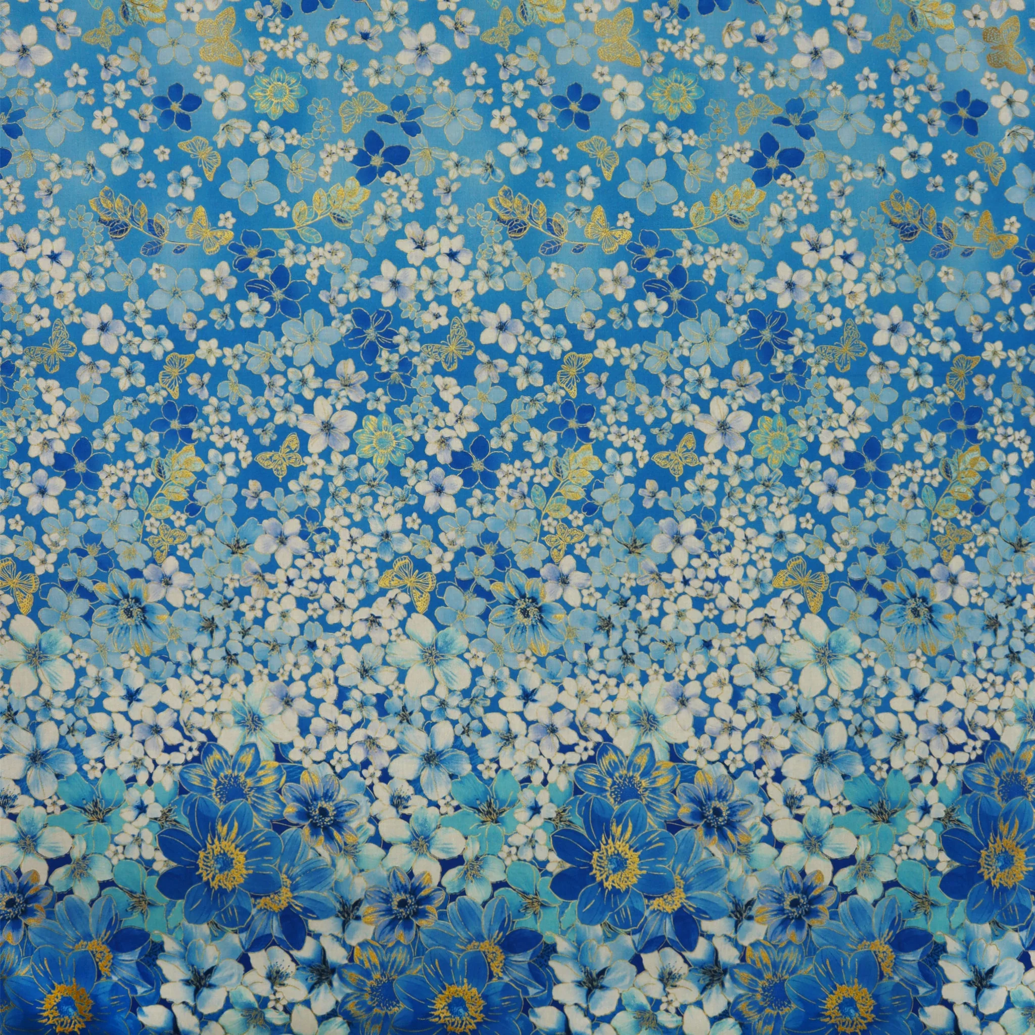 Metallic Impressions Fabric Collection - Meadow Cobalt