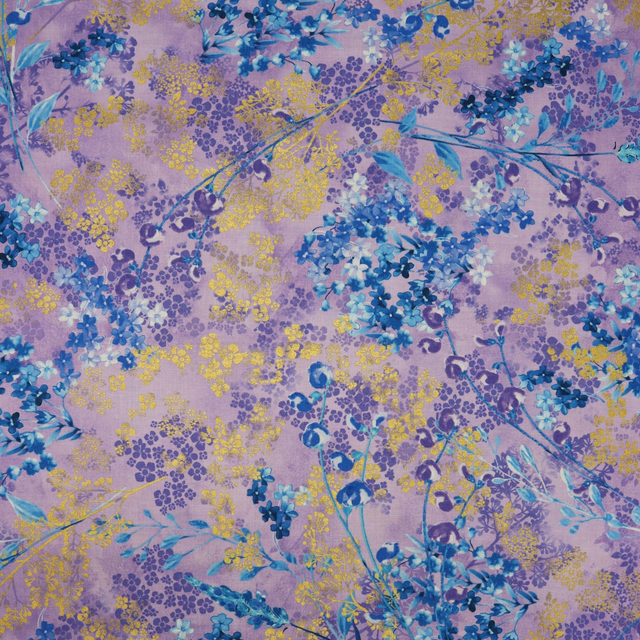 Metallic Impressions Fabric Collection - Metallic Sprigs Violet