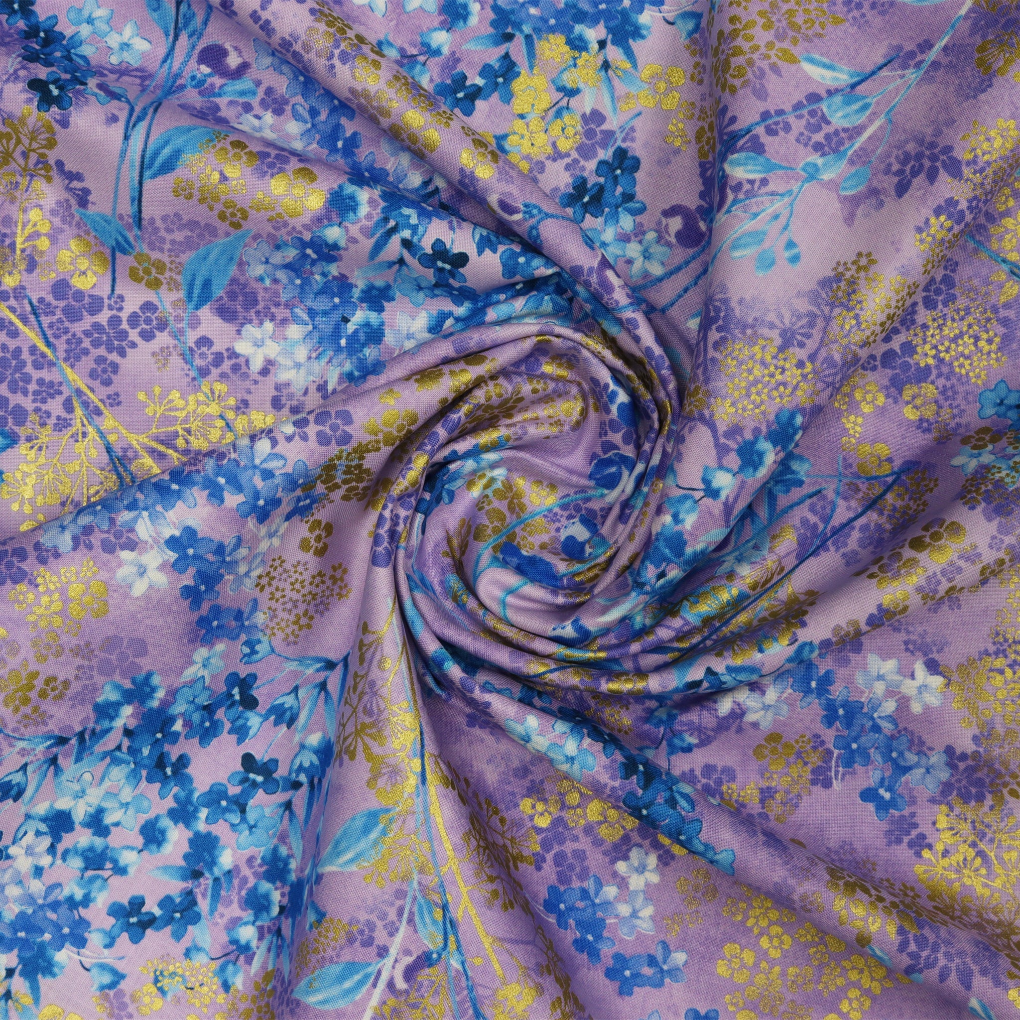 Metallic Impressions Fabric Collection - Metallic Sprigs Violet - Image 2