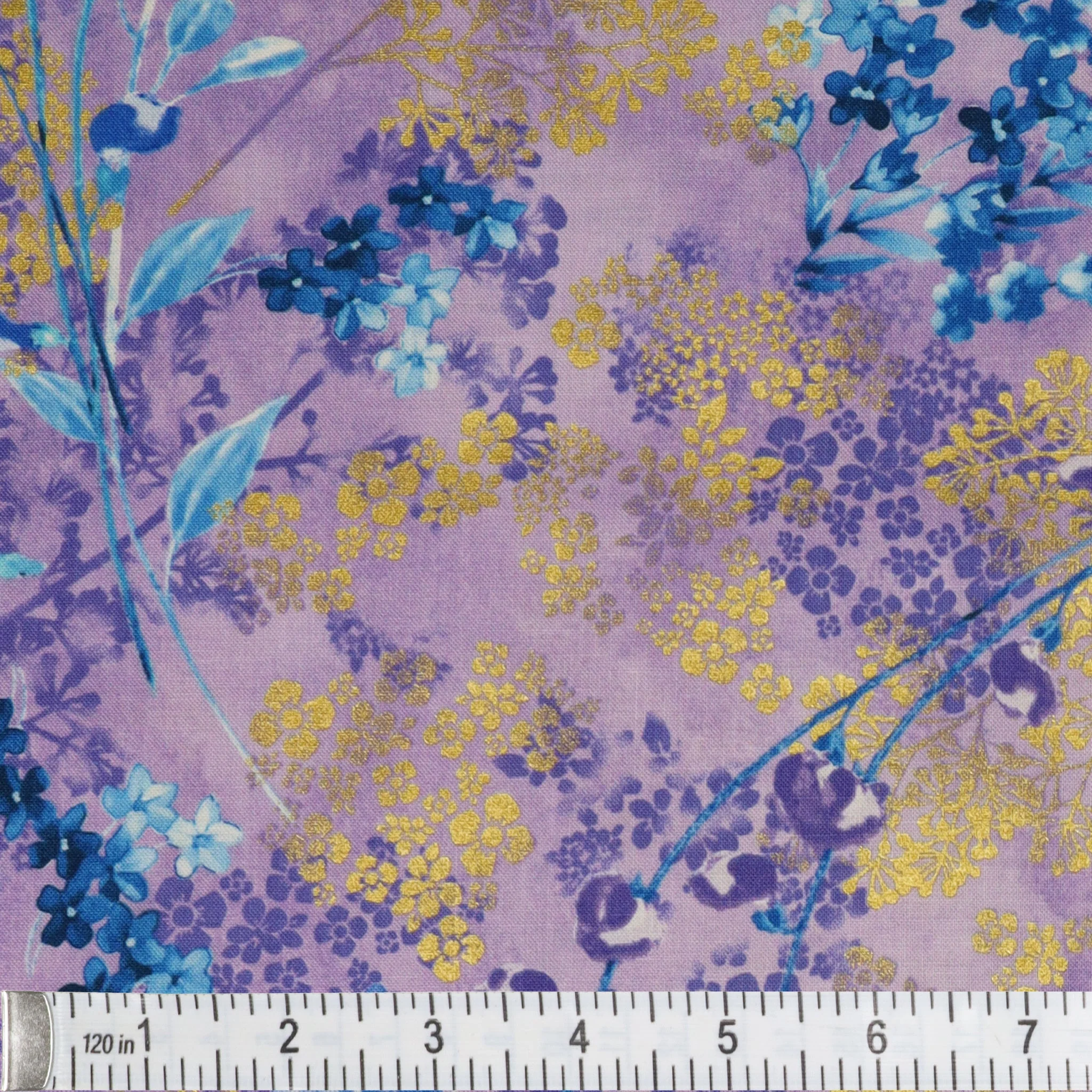Metallic Impressions Fabric Collection - Metallic Sprigs Violet - Image 3