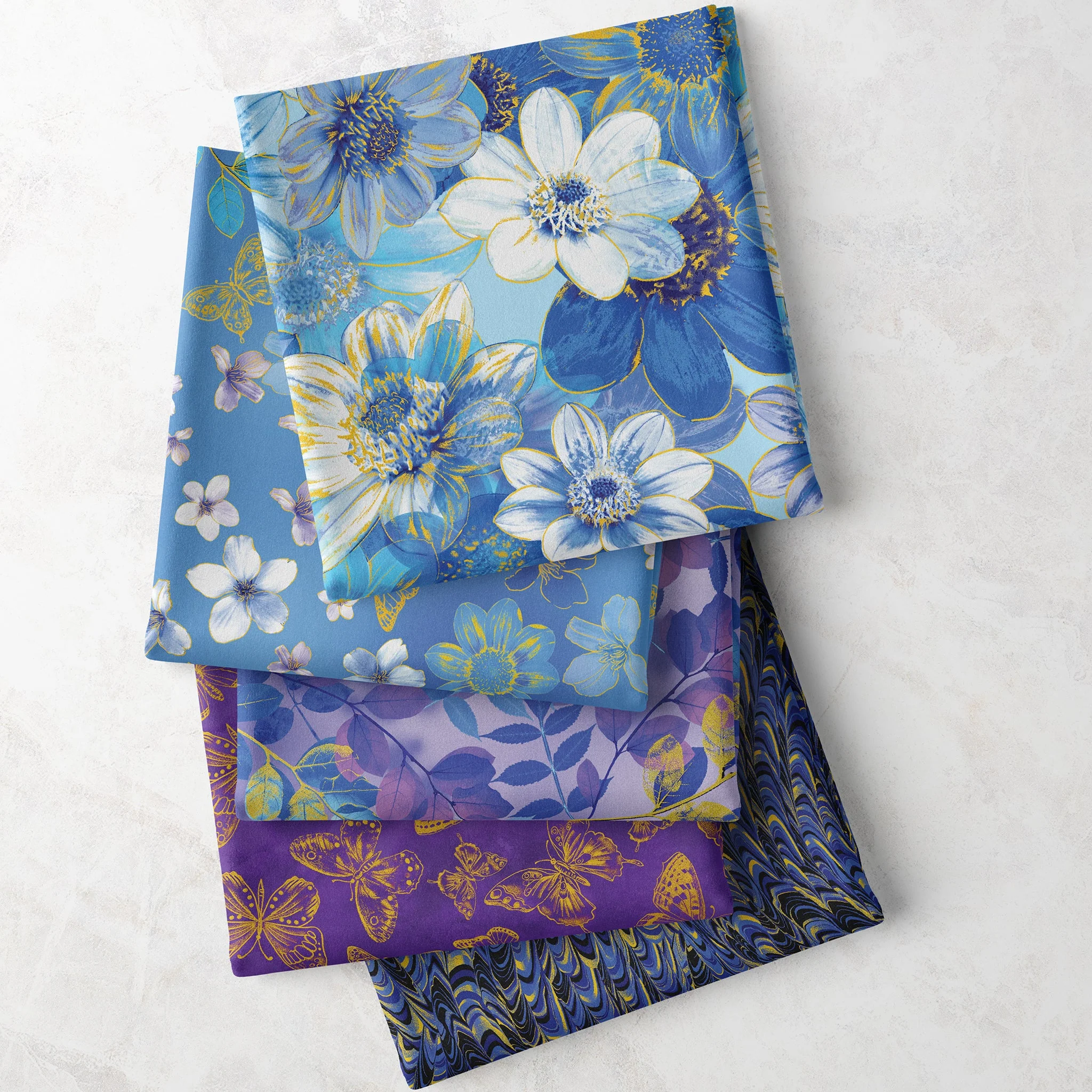 Metallic Impressions Fabric Collection - Ethereal Field Light Blue - Image 6