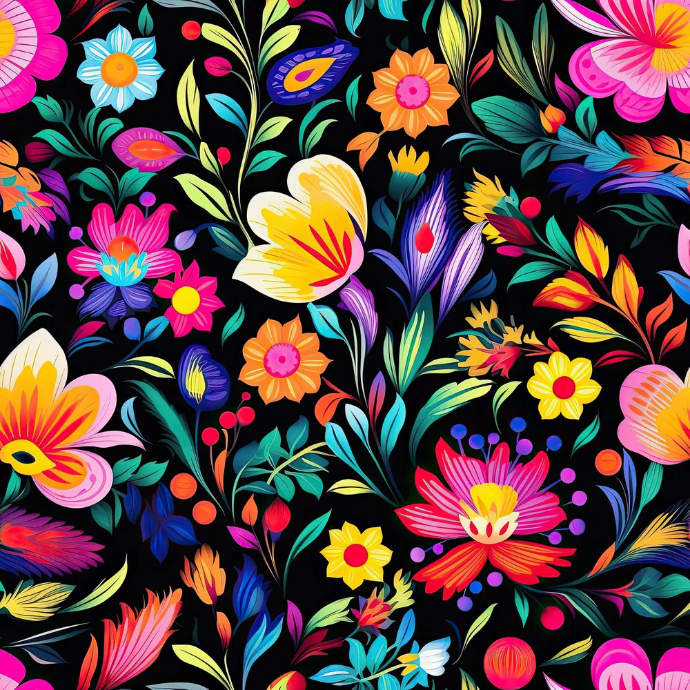 Mexican Floral Fiesta Pattern #4 Fabric