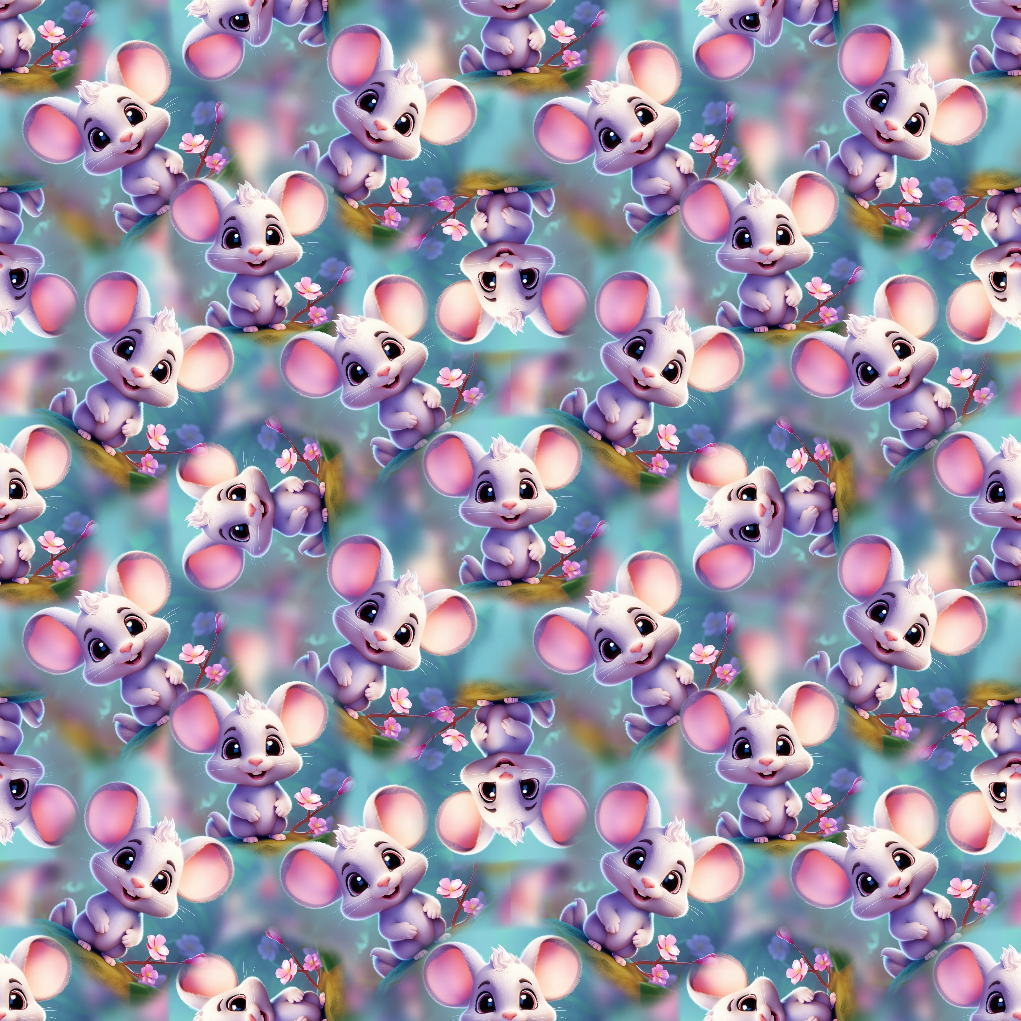 Mice & Floral Fabric