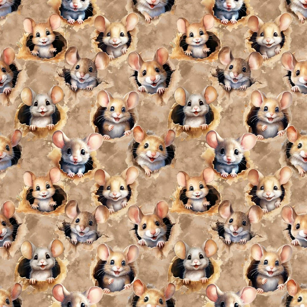 Mice in Holes Fabric