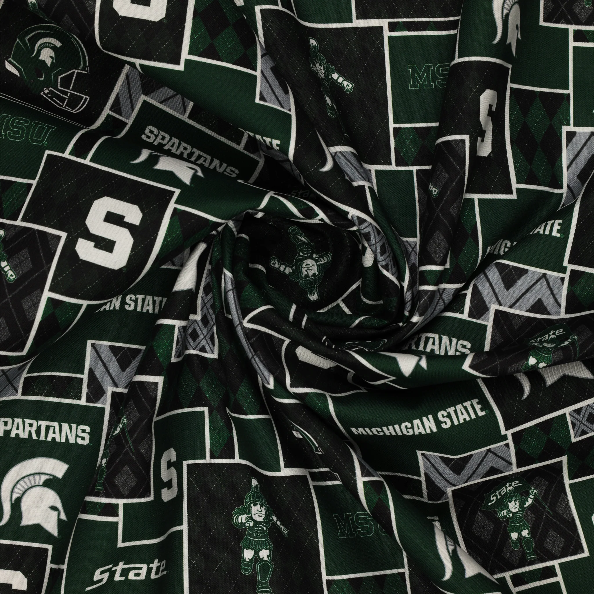 Michigan State University Argyle Boxes Fabric - Image 2