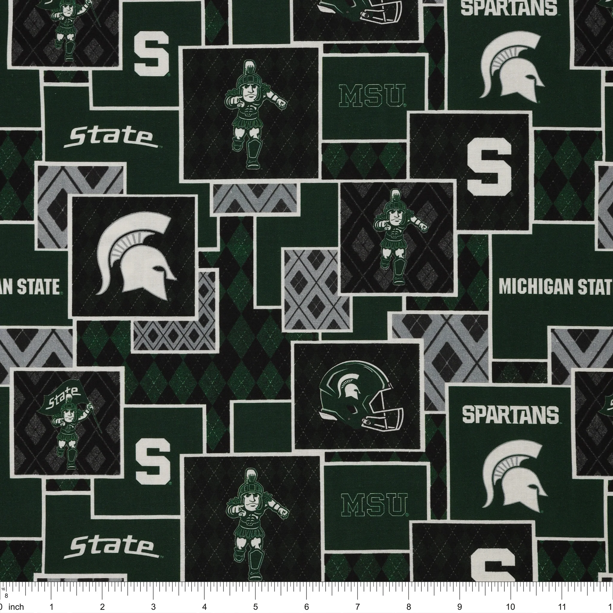 Michigan State University Argyle Boxes Fabric - Image 3