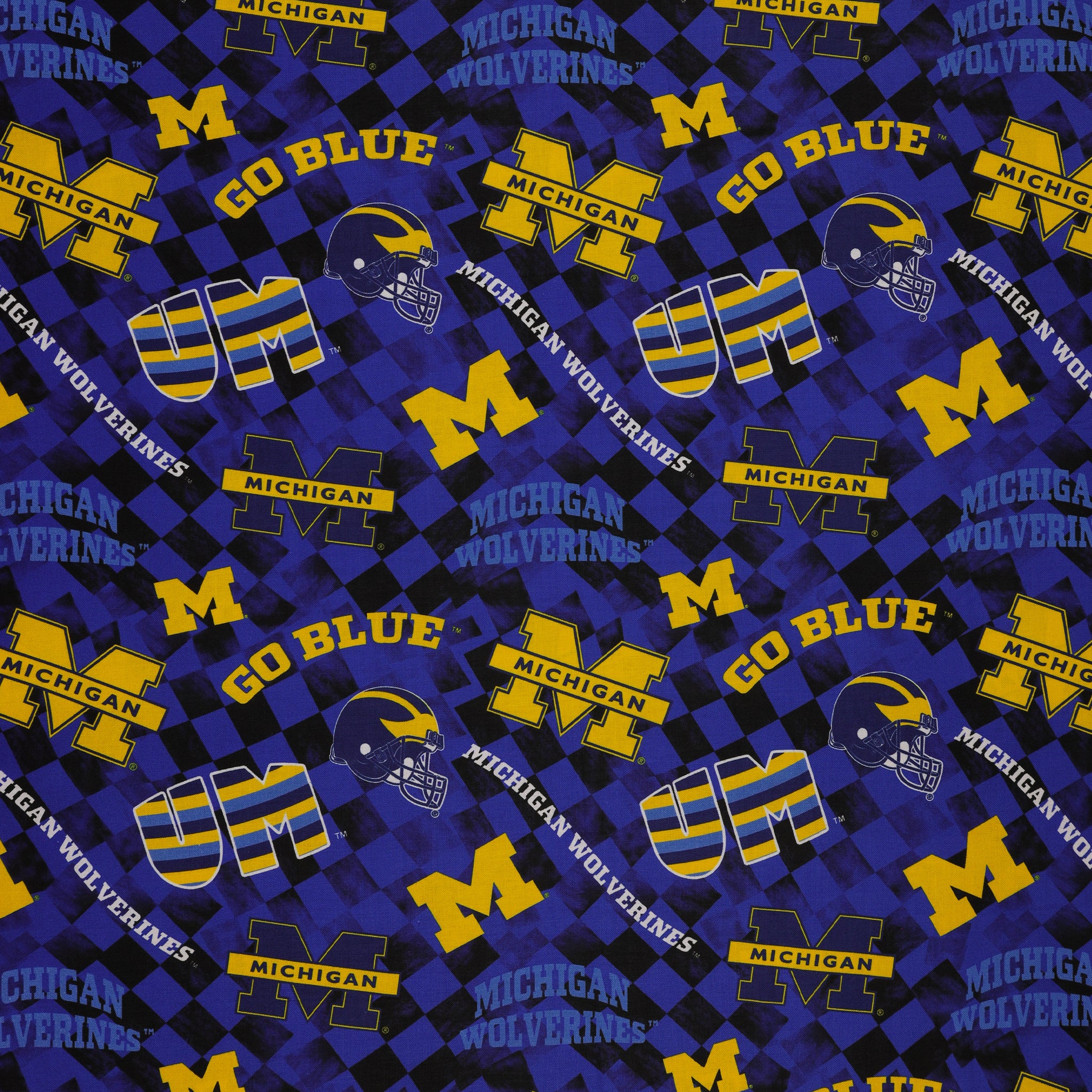 Michigan Wolverines Allover Checker Fabric