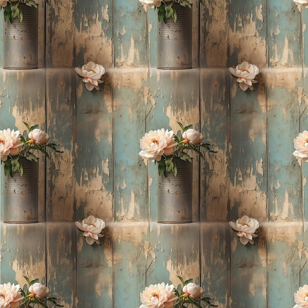 Milk Can Flowers Pattern #1 Fabric