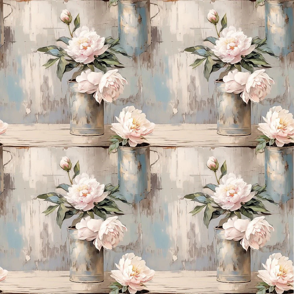 Milk Can Flowers Pattern #12 Fabric
